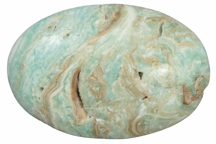 Polished Blue Caribbean Calcite Palm Stone #236775